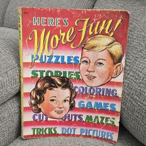Here's More Fun 1955 Saalfield Publishing Company Activity Book